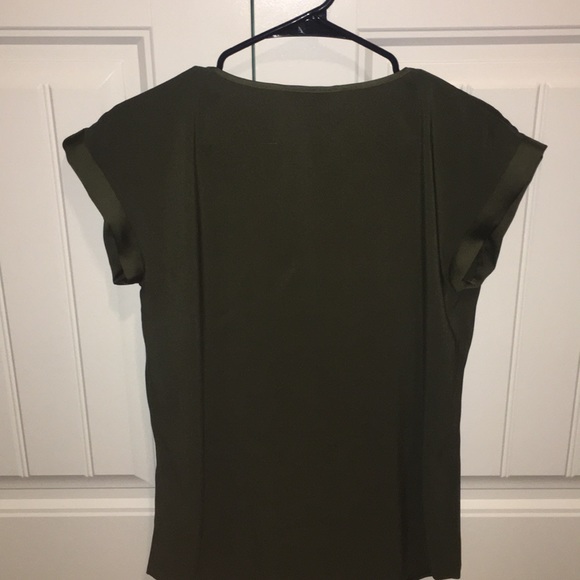 Forest Green Statin Blouse - Picture 2 of 2